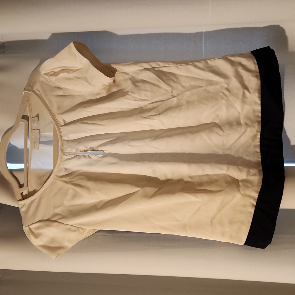 New York and Company Silky Blouse - cream and black - xs